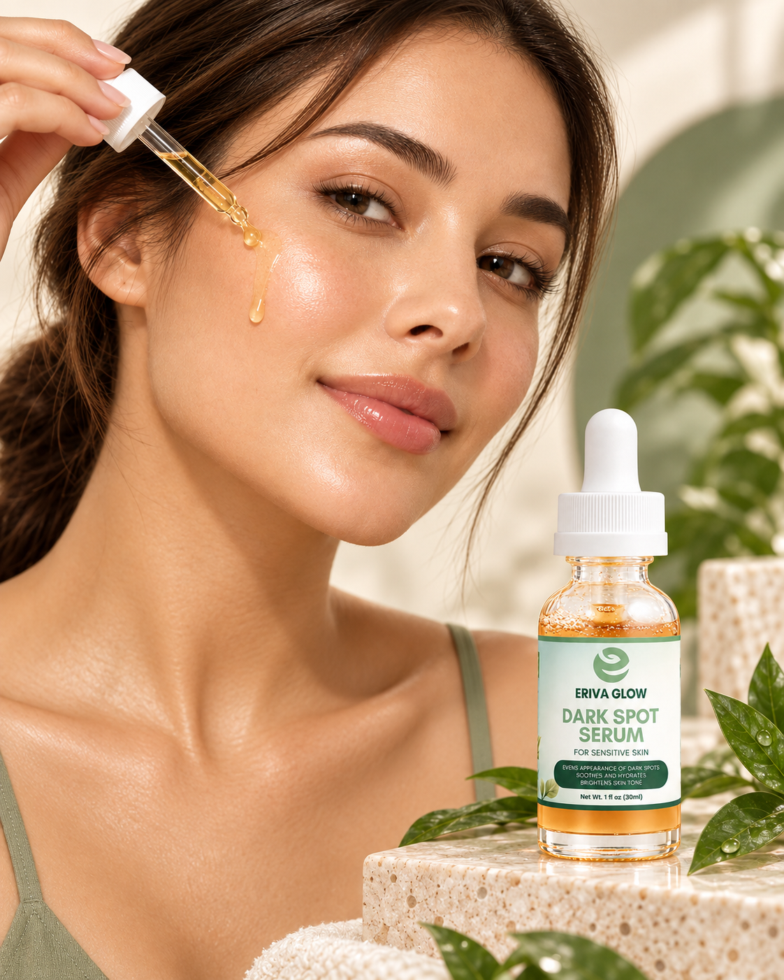 ERIVA GLOW Dark Spot Serum lifestyle application